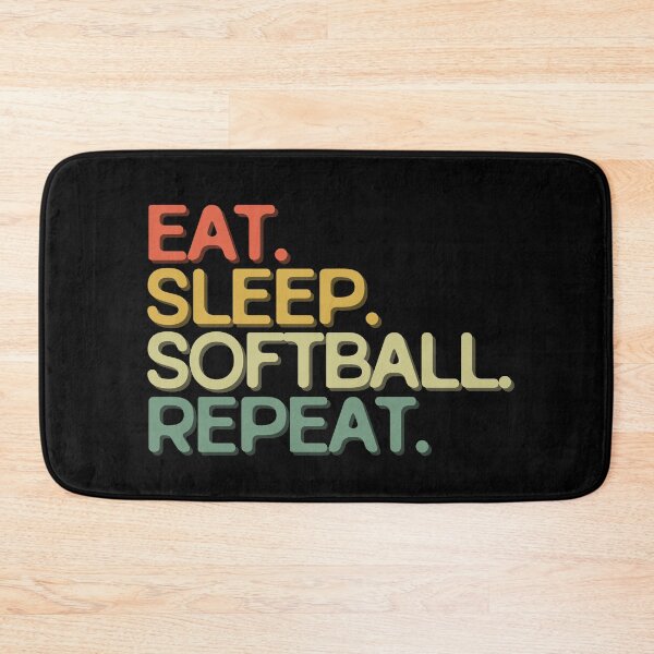Item preview, Eat Sleep Softball Repeat - Funny Retro Vintage Colors Typography Satire designed and sold by FunnyHomeQuotes.