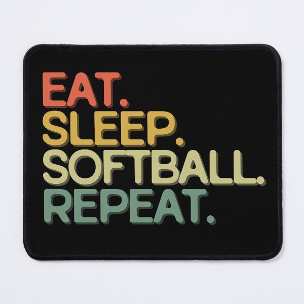 Item preview, Eat Sleep Softball Repeat - Funny Retro Vintage Colors Typography Satire designed and sold by FunnyHomeQuotes.