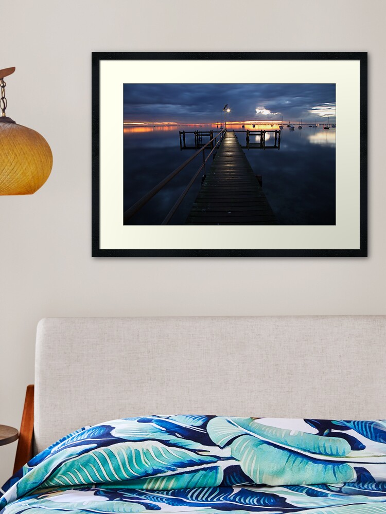 Framed Art Print, A Winter's Dawn on the Pier, Australia designed and sold by Michael Boniwell