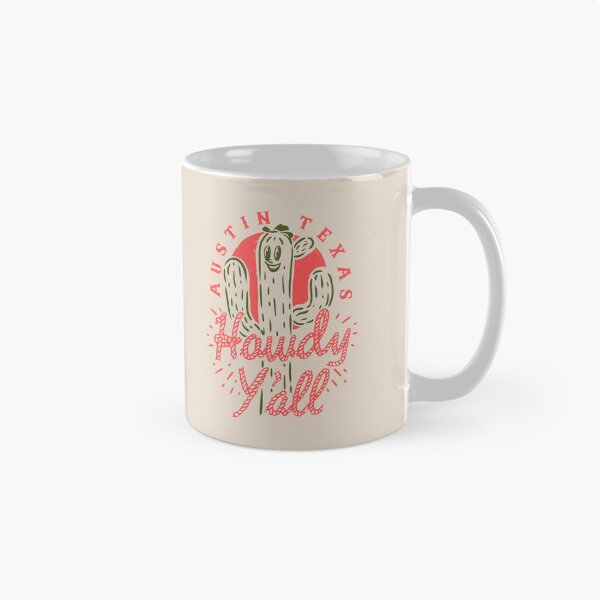 Item preview, HOWDY YALL - Austin Texas | Vintage Rope Text Green Cactus Smiling Prick and Retro Red Sun | Tan Sand Background designed and sold by PEARROT.