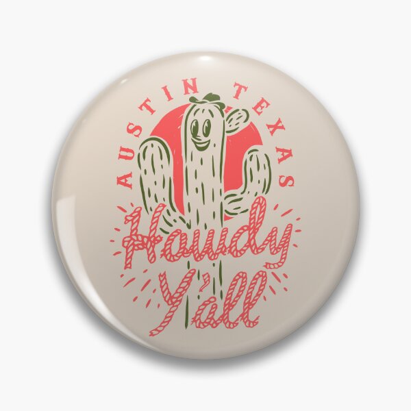 Item preview, HOWDY YALL - Austin Texas | Vintage Rope Text Green Cactus Smiling Prick and Retro Red Sun | Tan Sand Background designed and sold by PEARROT.