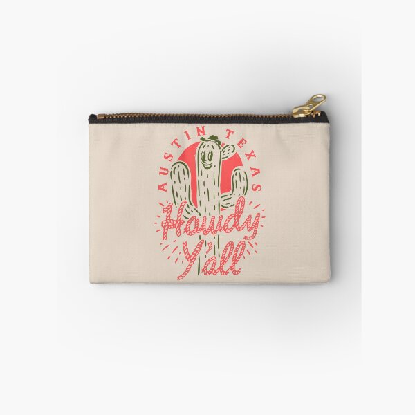 Item preview, HOWDY YALL - Austin Texas | Vintage Rope Text Green Cactus Smiling Prick and Retro Red Sun | Tan Sand Background designed and sold by PEARROT.