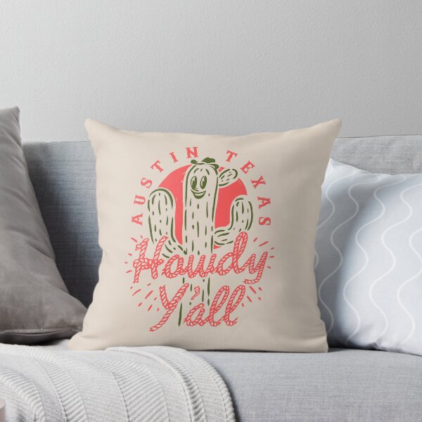 Item preview, HOWDY YALL - Austin Texas | Vintage Rope Text Green Cactus Smiling Prick and Retro Red Sun | Tan Sand Background designed and sold by PEARROT.