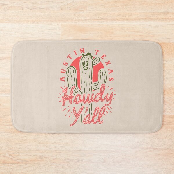 Item preview, HOWDY YALL - Austin Texas | Vintage Rope Text Green Cactus Smiling Prick and Retro Red Sun | Tan Sand Background designed and sold by PEARROT.