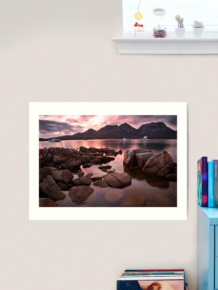 Art Print, New day dawns over "The Hazards", Coles Bay, Tasmania designed and sold by Michael Boniwell