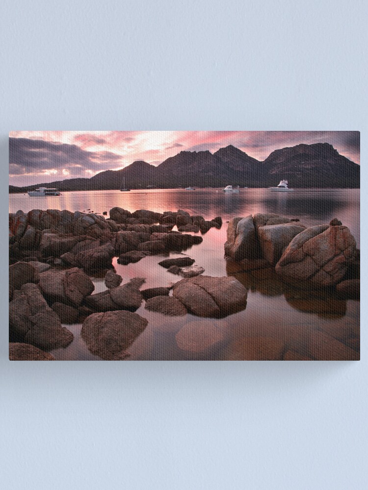 Thumbnail 2 of 3, Canvas Print, New day dawns over "The Hazards", Coles Bay, Tasmania designed and sold by Michael Boniwell.