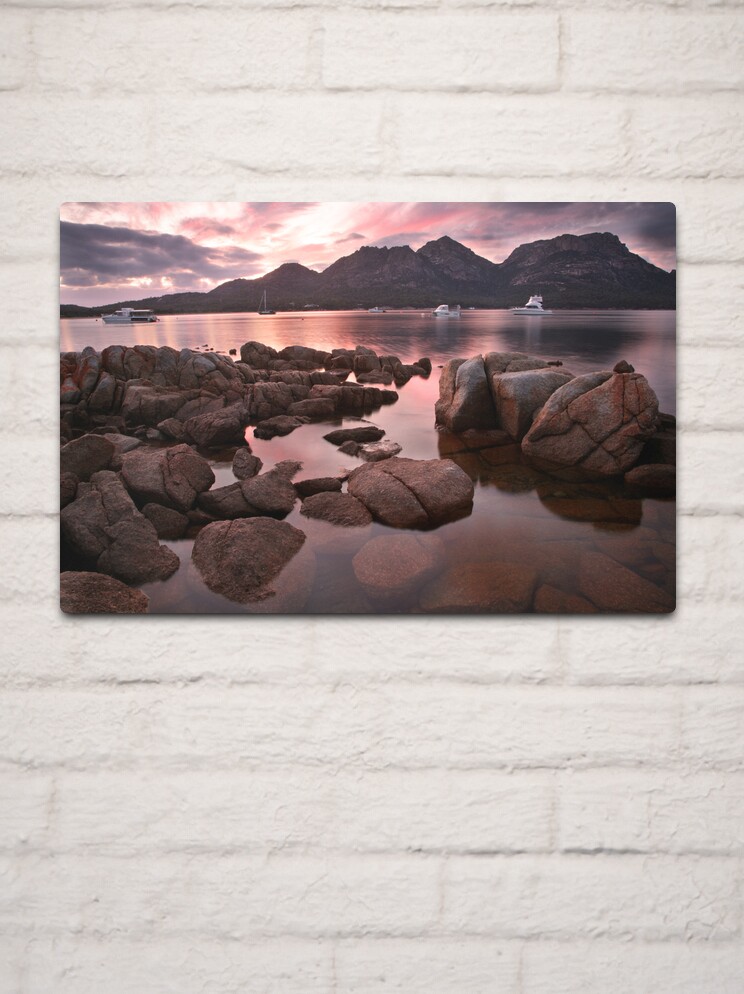 Metal Print, New day dawns over "The Hazards", Coles Bay, Tasmania designed and sold by Michael Boniwell