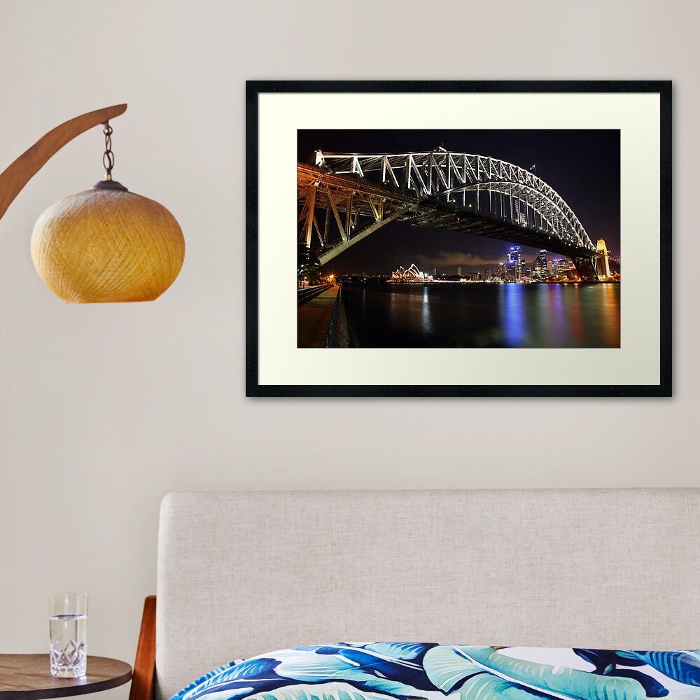 Sydney Harbour Bridge at Night, Australia Framed Art Print