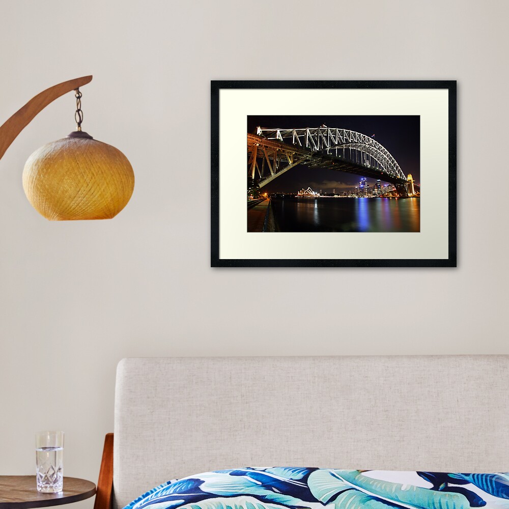 Sydney Harbour Bridge at Night, Australia Framed Art Print