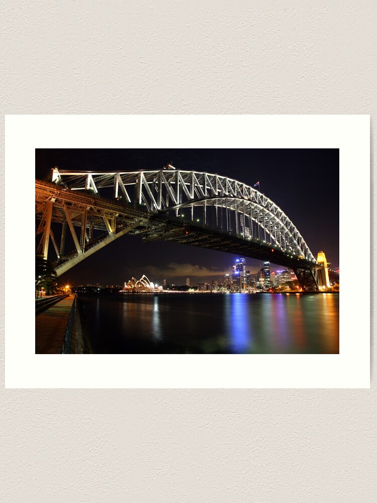 Thumbnail 2 of 3, Art Print, Sydney Harbour Bridge at Night, Australia designed and sold by Michael Boniwell.