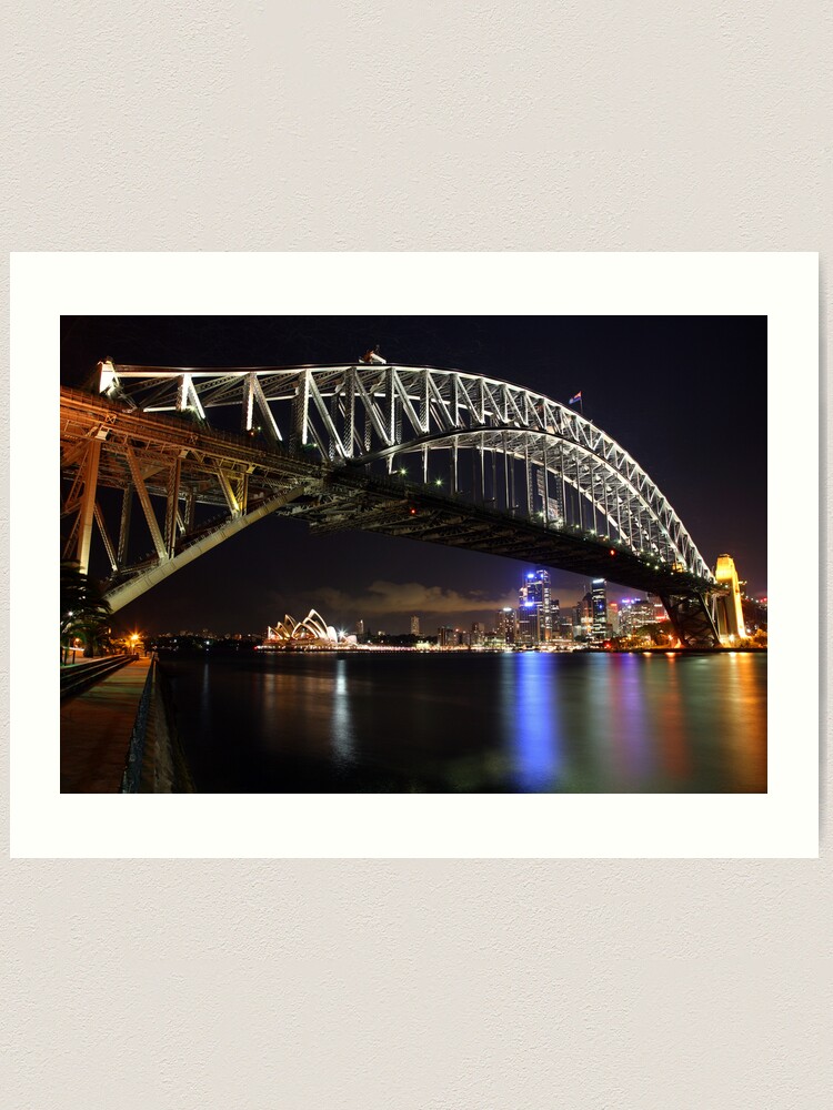 Alternate view of Sydney Harbour Bridge at Night, Australia Art Print