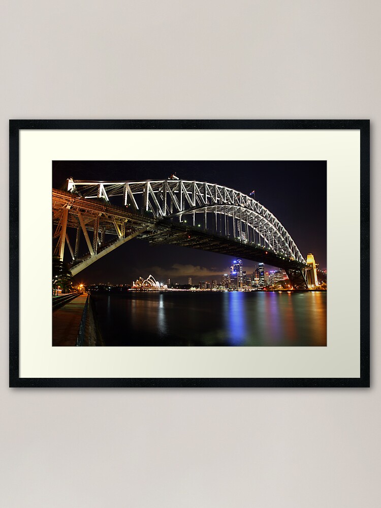 Alternate view of Sydney Harbour Bridge at Night, Australia Framed Art Print