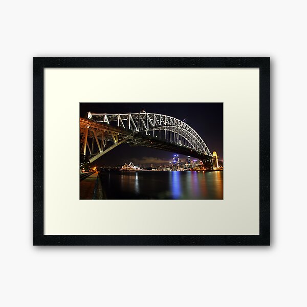 Sydney Harbour Bridge at Night, Australia Framed Art Print