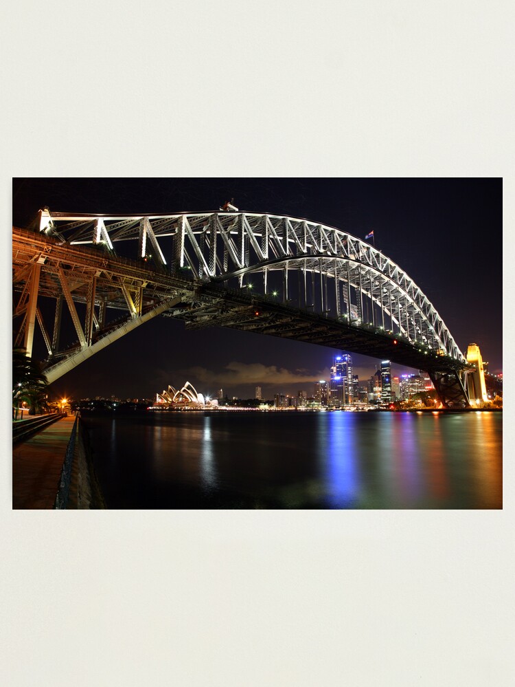 Alternate view of Sydney Harbour Bridge at Night, Australia Photographic Print