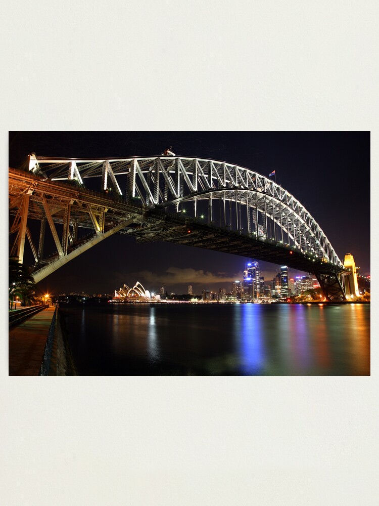 Alternate view of Sydney Harbour Bridge at Night, Australia Photographic Print