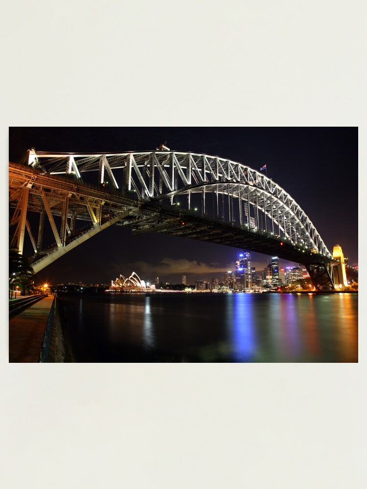 Alternate view of Sydney Harbour Bridge at Night, Australia Photographic Print