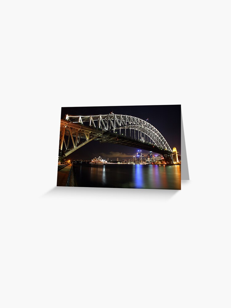 Greeting Card, Sydney Harbour Bridge at Night, Australia designed and sold by Michael Boniwell