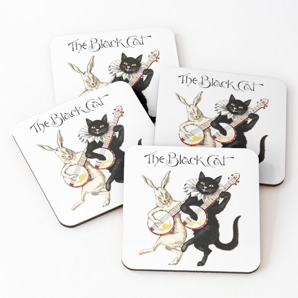 Item preview, The Black Cat and Rabbit banjo players - Vintage Art designed and sold by RickE.
