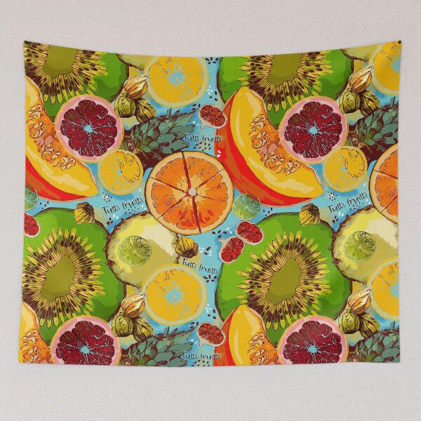 Item preview, Trendy blooming tropical fruits pattern, botanical illustration, turquoise aqua floral illustration    designed and sold by ZeinabTaha.