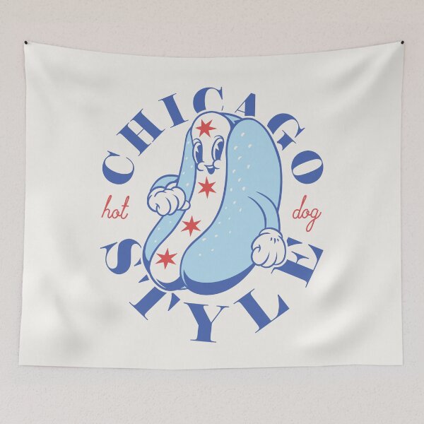Item preview, Chicago Style Hot Dog Flag | Glizzy Specific Traditional Signature Food Famous No Ketchup Chicago Flag Dog | Chicago Illinois State South Side South Suburbs Depression Sandwich Anthropomorphic Mascot designed and sold by Any Color Designs.