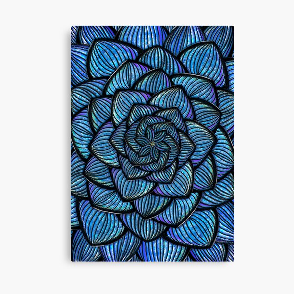 Blue Flowers, Petals and Seed Pods Floral Spirograph, Mandala 040822 by Kristi Duggins Canvas Print