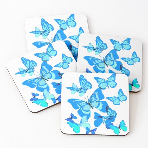 Item preview, DECORATIVE PATTERNS BLUE BUTTERFLIES FLYING ART  designed and sold by sharlesart.