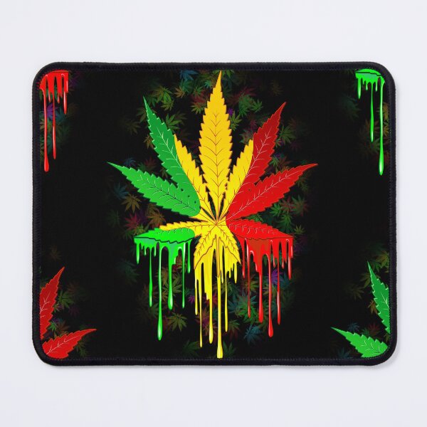 Artikelvorschau, Blatt Rasta Farben tropfende Farbe entworfen und verkauft von BluedarkArt.