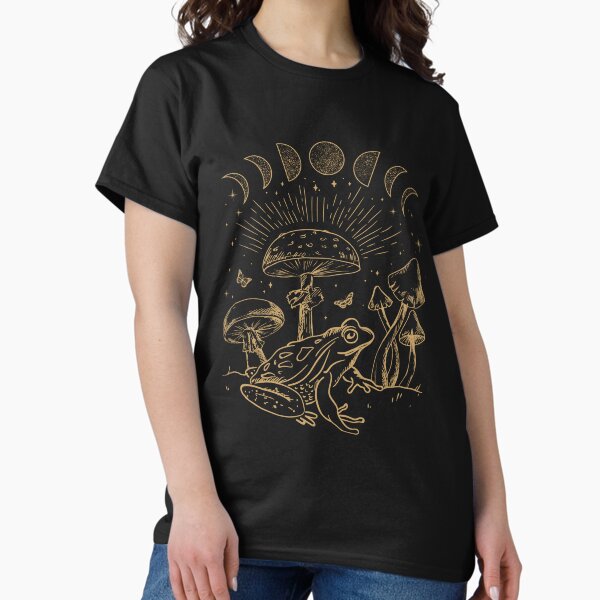 Vista previa del artículo con la obra «Dark Academia Frog Under Mushroom: Estética rural con mística gótica, tema Edgy Fairygrunge, naturaleza psicodélica del bosque y brujería», diseñado y vendido por MinistryOfFrogs.