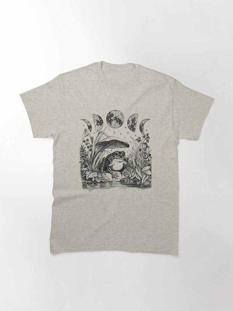 Thumbnail 3 of 7, Classic T-Shirt, Cottagecore Aesthetic Frog, Mushroom Moon Witchcraft: Vintage Dark Academia, Goblincore Froggy, Emo Grunge Nature Fantasy, Fairycore Toad in Toadstool Pond designed and sold by MinistryOfFrogs.