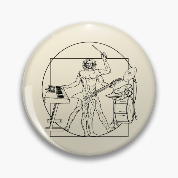 Item preview, VITRUVIAN MAN PLAYING KEYBOARD GUITAR DRUMS - LEONARDO DA VINCI ONE MAN BAND PARODY black designed and sold by KoolDsignsMUSIC.