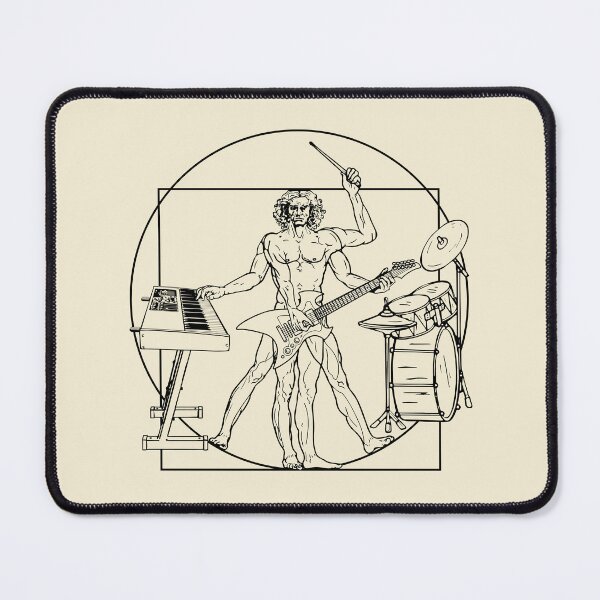 Item preview, VITRUVIAN MAN PLAYING KEYBOARD GUITAR DRUMS - LEONARDO DA VINCI ONE MAN BAND PARODY black designed and sold by KoolDsignsMUSIC.