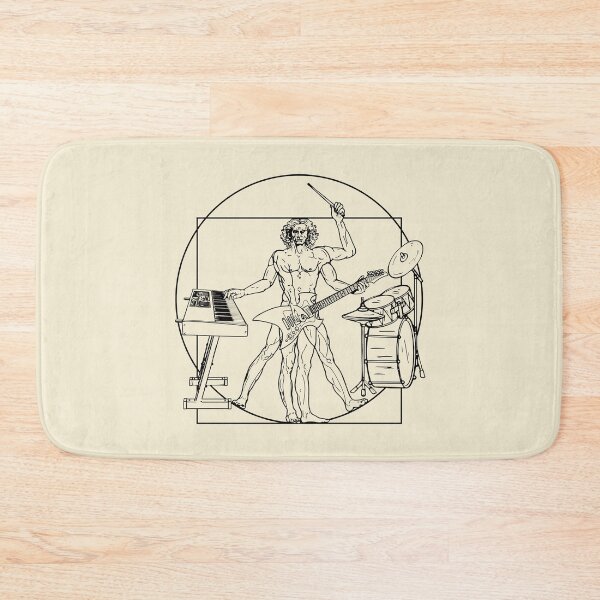 Item preview, VITRUVIAN MAN PLAYING KEYBOARD GUITAR DRUMS - LEONARDO DA VINCI ONE MAN BAND PARODY black designed and sold by KoolDsignsMUSIC.