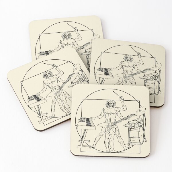 Item preview, VITRUVIAN MAN PLAYING KEYBOARD GUITAR DRUMS - LEONARDO DA VINCI ONE MAN BAND PARODY black designed and sold by KoolDsignsMUSIC.