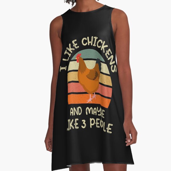 Vista previa del artículo con la obra «Me gustan los pollos y tal vez como 3 personas, Funny Chicken Farm Retro Mujeres Hombres», diseñado y vendido por pedrored369.
