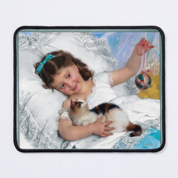 Item preview, Petite Fille et Chat by Emile Munier Remastered Xzendor7 Classical Art Old Masters Reproductions designed and sold by Xzendor7 Digital Art Creations.