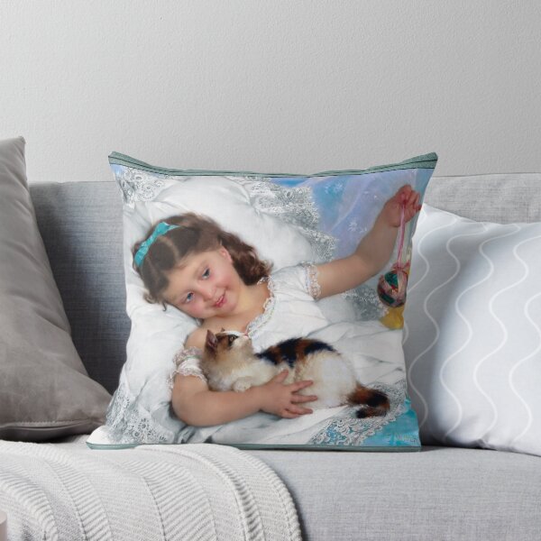 Item preview, Petite Fille et Chat by Emile Munier Remastered Xzendor7 Classical Art Old Masters Reproductions designed and sold by Xzendor7 Digital Art Creations.