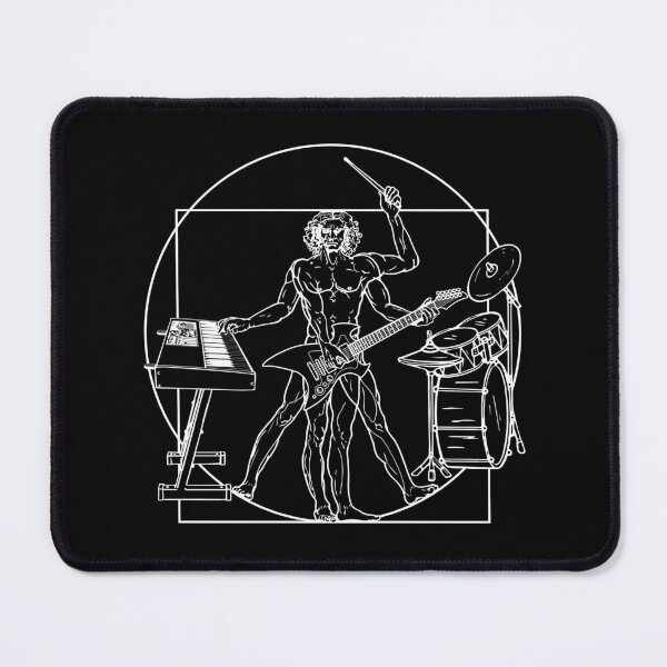Item preview, VITRUVIAN MAN PLAYING KEYBOARD GUITAR DRUMS - LEONARDO DA VINCI ONE MAN BAND PARODY white designed and sold by KoolDsignsMUSIC.