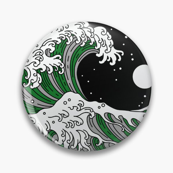 Item preview, Circular Japanese Wave with Night Sky Demi Romantic. Demiromantic Pride designed and sold by Subtle Pride Shop.