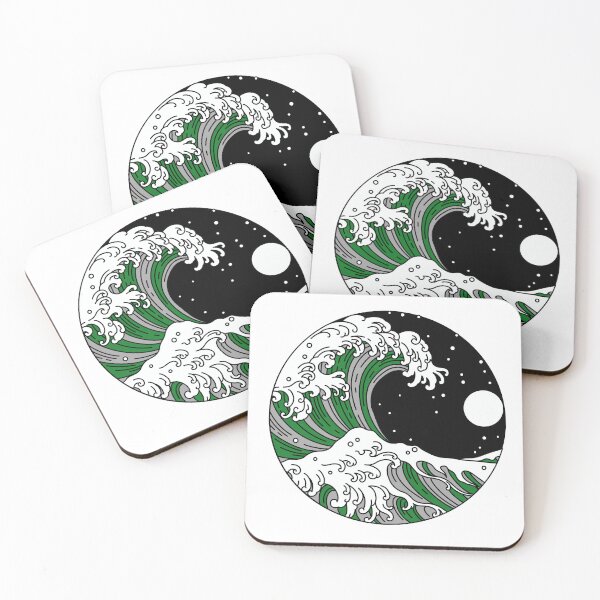 Item preview, Circular Japanese Wave with Night Sky Demi Romantic. Demiromantic Pride designed and sold by Subtle Pride Shop.