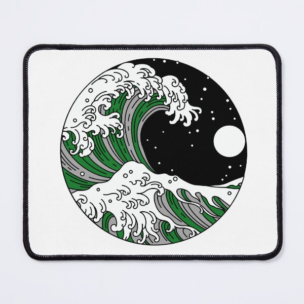 Item preview, Circular Japanese Wave with Night Sky Demi Romantic. Demiromantic Pride designed and sold by Subtle Pride Shop.