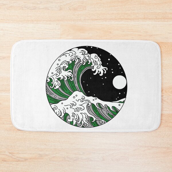 Item preview, Circular Japanese Wave with Night Sky Demi Romantic. Demiromantic Pride designed and sold by Subtle Pride Shop.