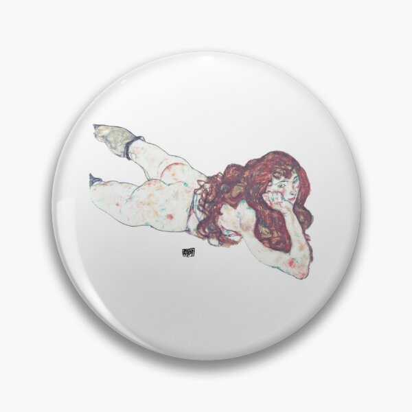 Item preview, Egon Schiele Auf dem Bauch liegender weiblicher Akt Art Print designed and sold by TeeARTHY.