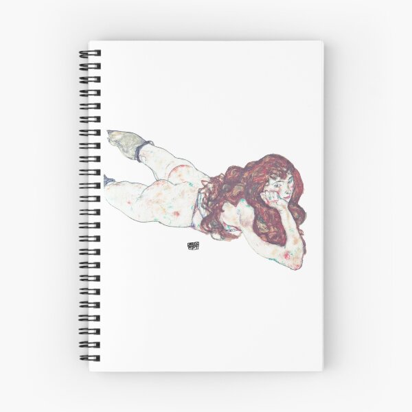 Item preview, Egon Schiele  Auf dem Bauch liegender weiblicher Akt Art Print designed and sold by TeeARTHY.