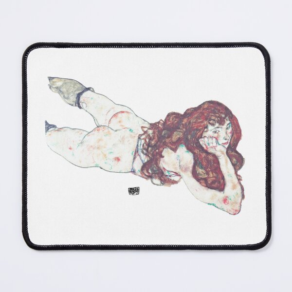 Item preview, Egon Schiele  Auf dem Bauch liegender weiblicher Akt Art Print designed and sold by TeeARTHY.