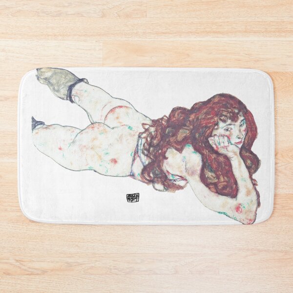Item preview, Egon Schiele  Auf dem Bauch liegender weiblicher Akt Art Print designed and sold by TeeARTHY.