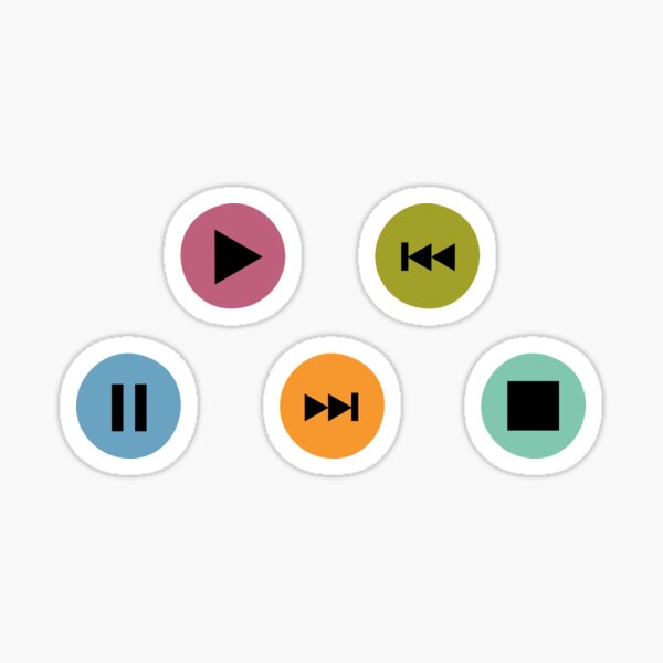 Little Music Player Icons Polka Dots (Multicolor on Black) Sticker