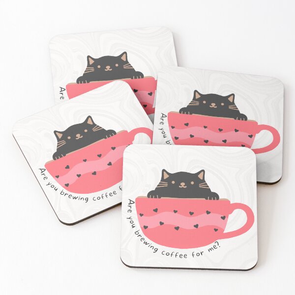 Item preview, Are you brewing coffee for me black cat in cute coffee mug with hearts designed and sold by Emily Roberts.
