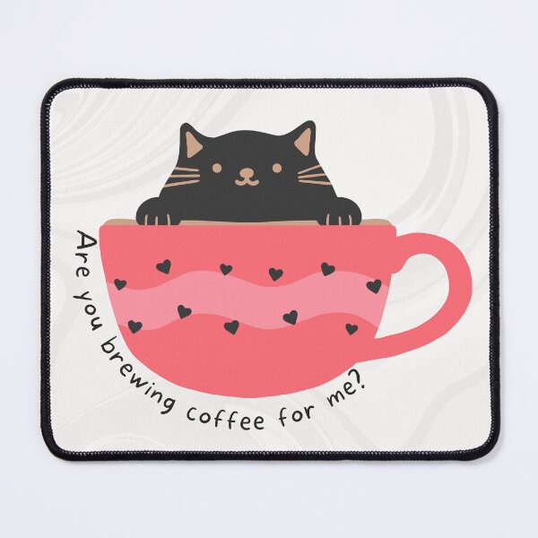 Item preview, Are you brewing coffee for me black cat in cute coffee mug with hearts designed and sold by Emily Roberts.