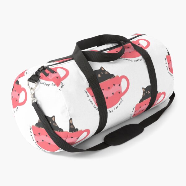 Item preview, Are you brewing coffee for me black cat in cute coffee mug with hearts designed and sold by Emily Roberts.