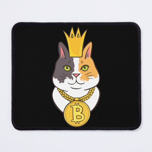 Item preview, Crypto Cat King in Crown and Huge Golden Chain with Bitcoin designed and sold by StassyDraws.